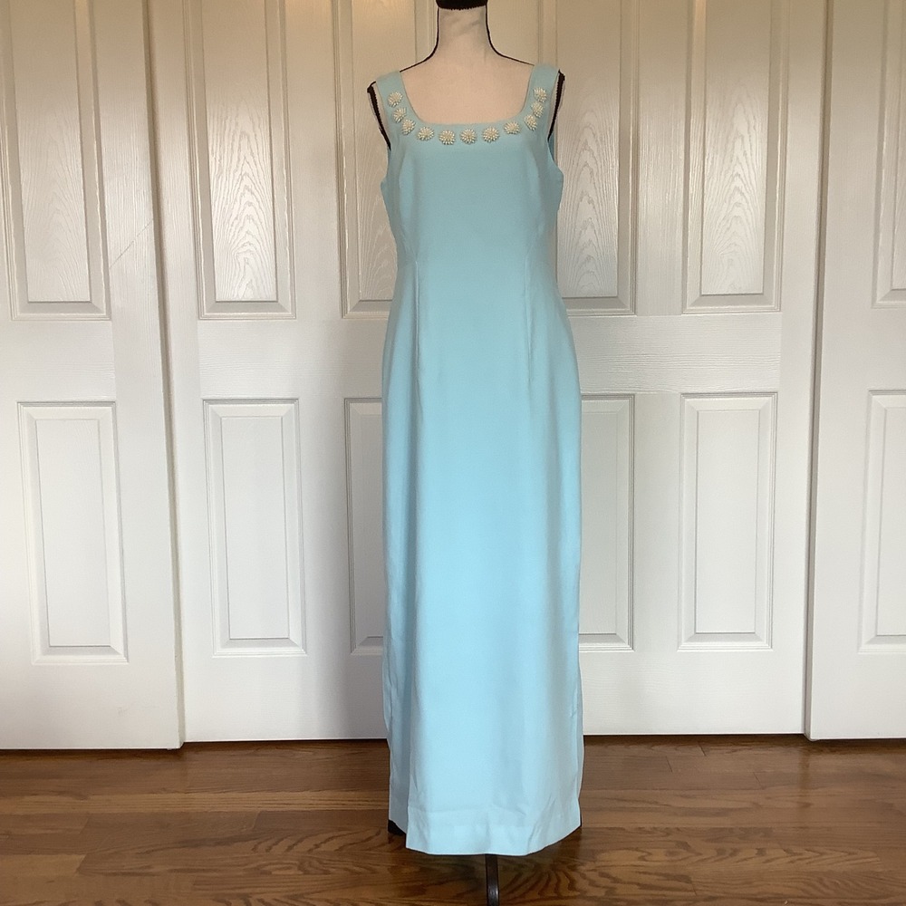 Lilly Pulitzer Coralia Maxi Dress Day Dream Blue Beaded Square Neck Size 4 NWT
